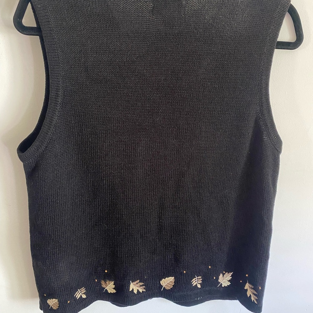 Christopher & Banks Vintage Y2K Hand Embroidered Fall Leaf Sweater Vest - Picture 6 of 8